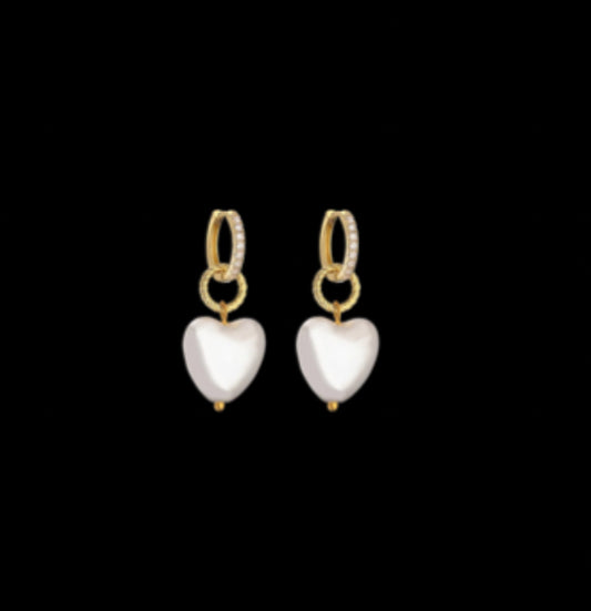 Pearl heart earrings